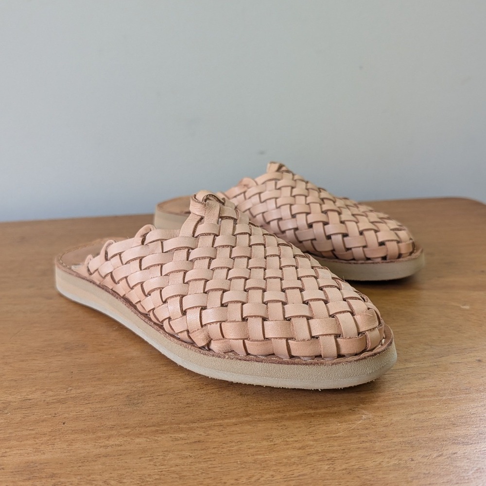 Mexas Handmade Woven Leather Huarache Mules Tan Slides Womens 40‎